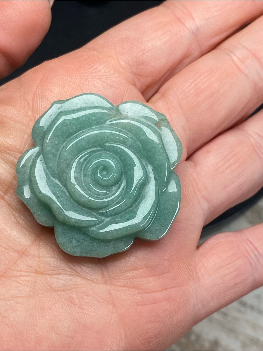 Amazonite Rose Carved Pendant - Women Jewelry